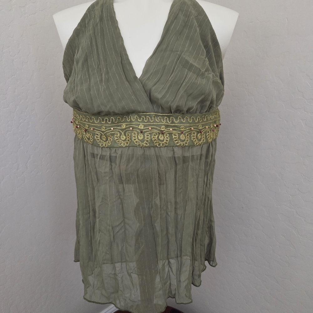 Heart Soul Olive Top with Subtle Gold Accents